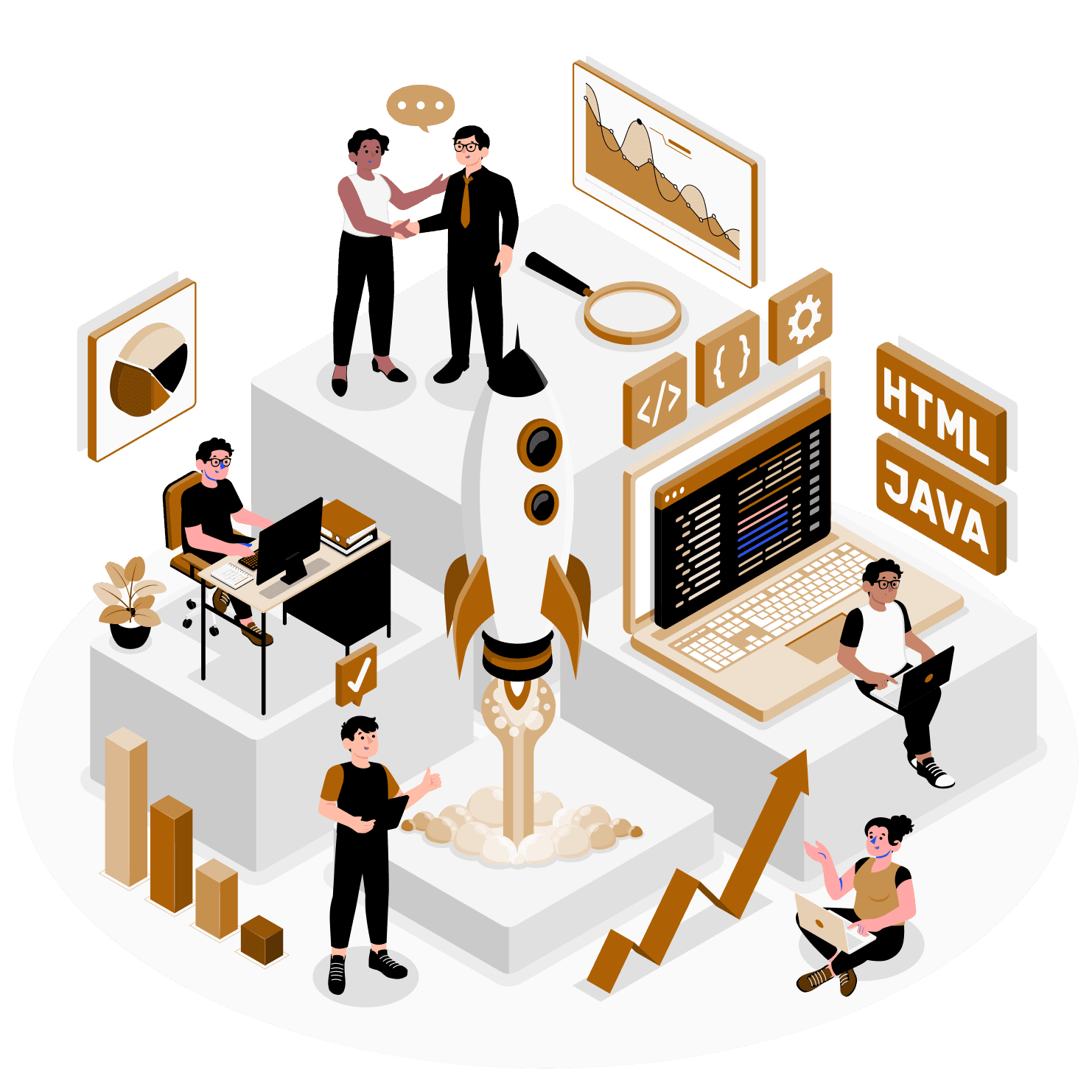 Illustration of a digital technology team